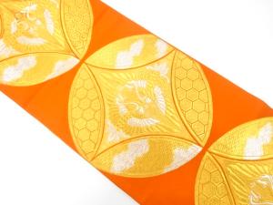 アンティーク　七宝に向かい鶴模様織り出し袋帯（着用可）